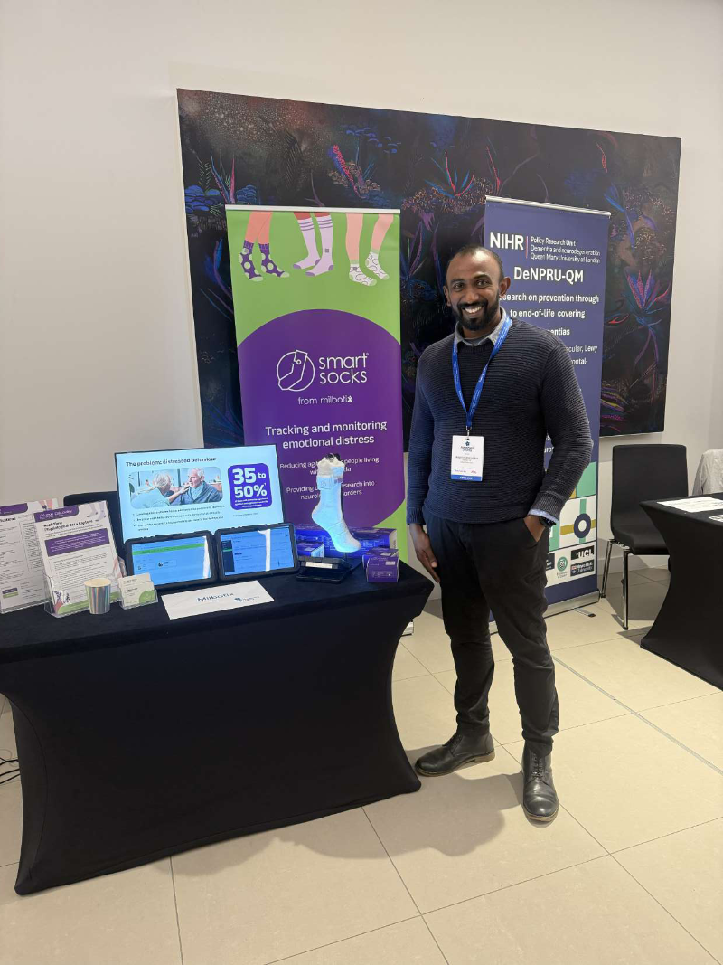 Dr. Angelo at Milbotix SmartSocks exhibition
